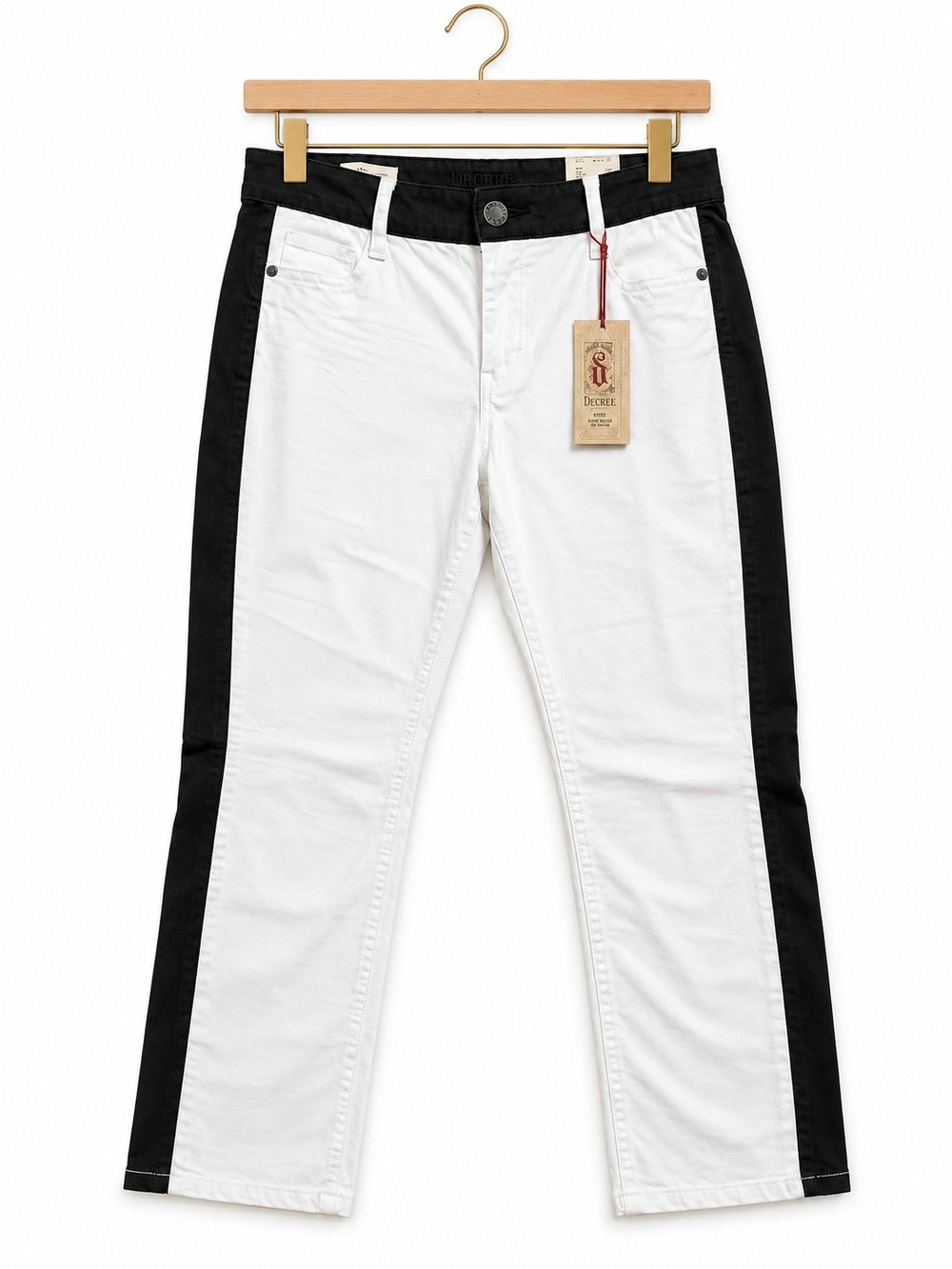 Decree Juniors 13 NWT White Black Tuxedo Stripe Super Skinny Jeans